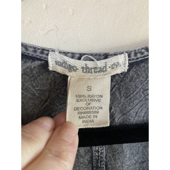 Indigo Thread Gray Embordered Duster Sz.S - Picture 4 of 8